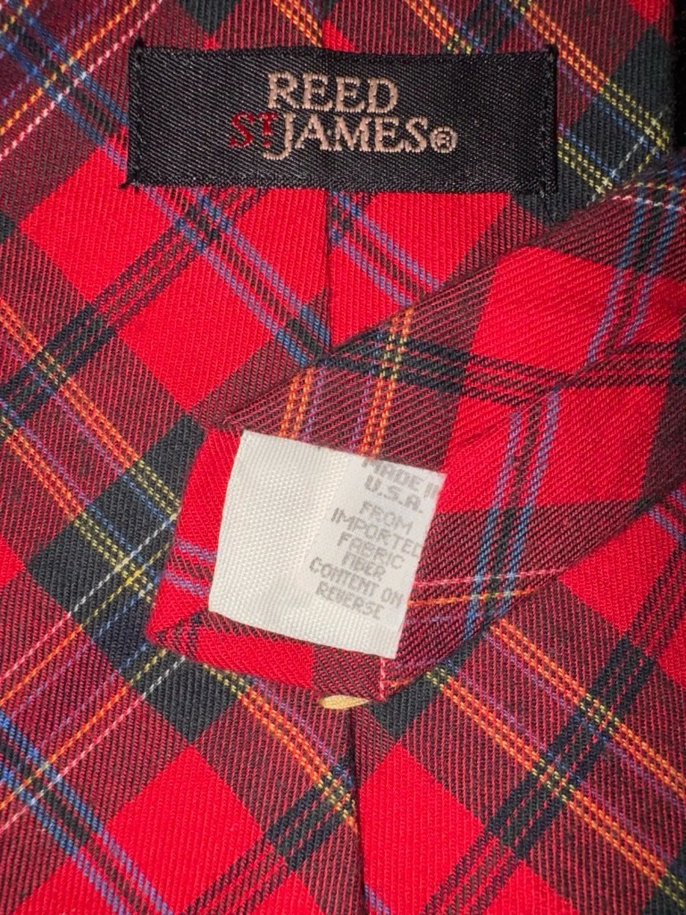 Reed St James Necktie Red Plaid Tartan Preppy One Size EUC